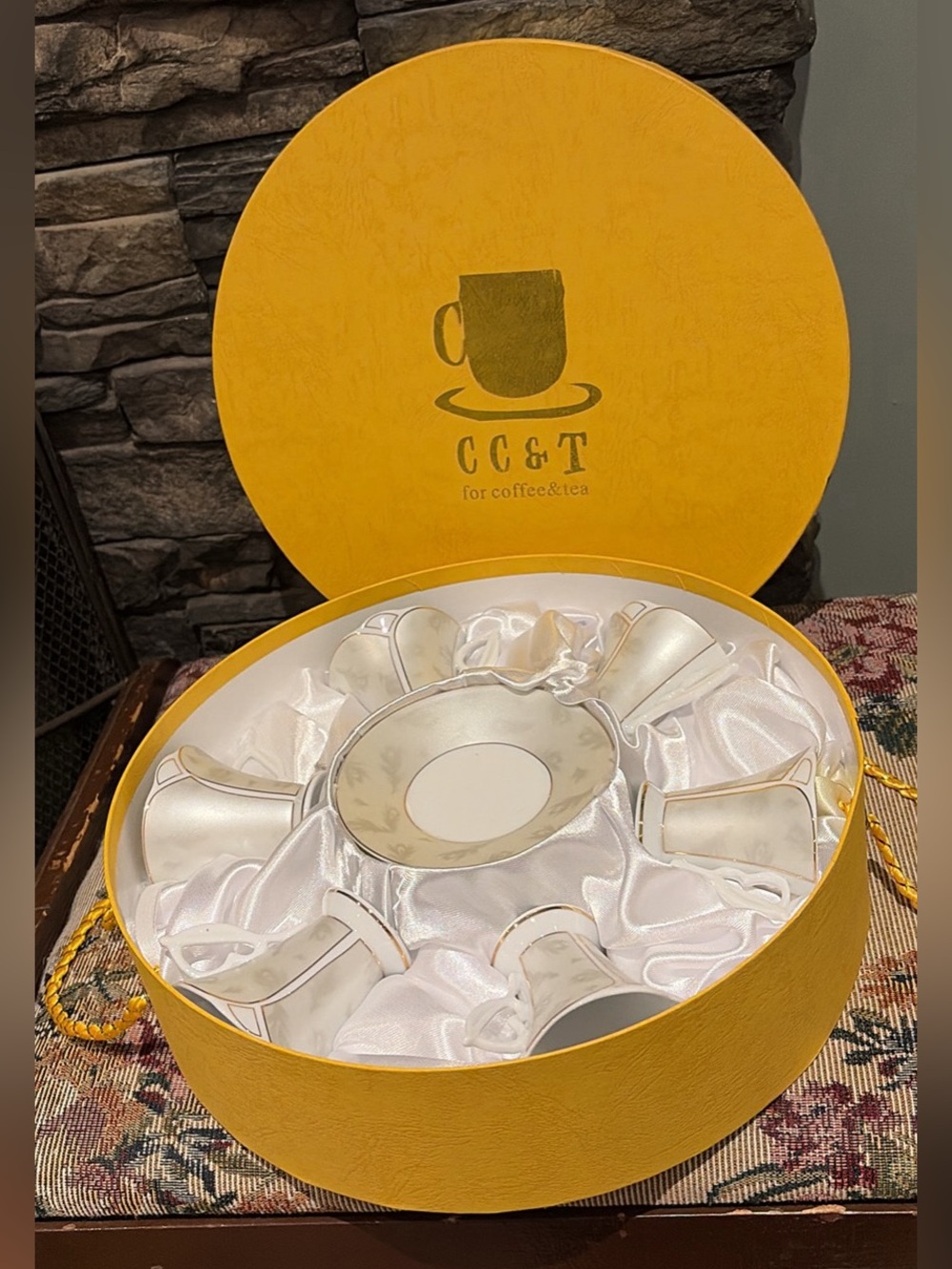 CC&T Yellow Gift Box Porcelain Coffee & Tea Cup Set